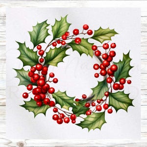 Christmas Fabric Panel - Holly Wreath Fabric Panel - Quilt Panel - Quilting Fabric - Print on Fabric - Small Quilt Panel-Panel for Quilting