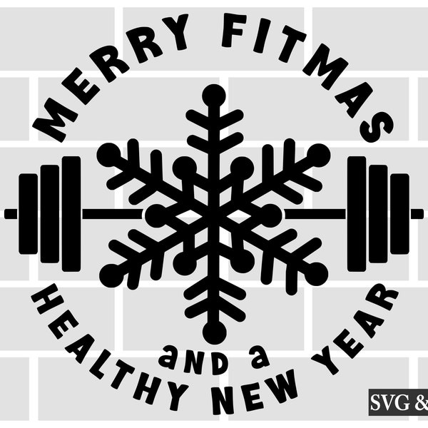 Merry Fitmas et une nouvelle année en bonne santé SVG | Entraînement de Noël SVG | | Holiday Fitness SVG Noël Crossfit svg | Liftmas svg | Crossfit svg