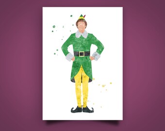 Minimalist Watercolour, Elf, Art Print, Film Print, Movie Art Print, Cinema, Poster, Gift Idea,  Home & Living, Birthday Gift