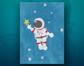 Nursery Print, Kids Room, Space Theme, Bedroom Print, Girls Nursery Prints, Boys Nursery Prints, Nursery Art , Home & Living, Spaceman