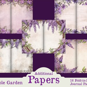 Purple Garden Additional Printable Junk Journal Pages, Vintage Floral ...