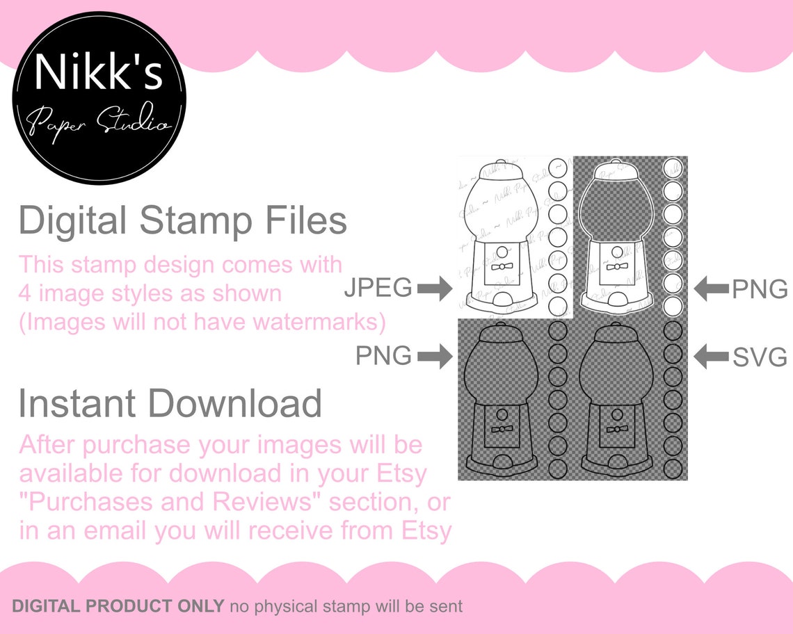Gumball Machine Digital Printable Stamps and SVG Files - Instant ...