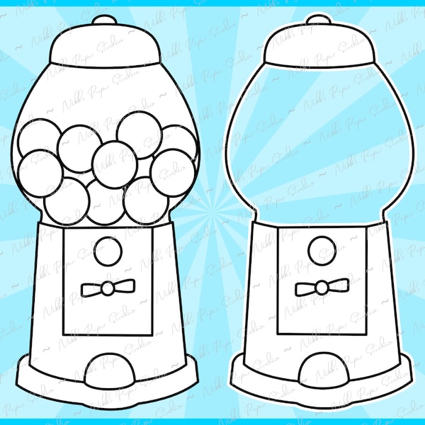 Gumball Machine Digital Printable Stamps and SVG Files - Instant Download