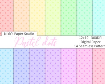 Pastel Dots Digital Paper Bundle, Seamless Pattern
