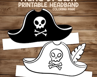 Pirate Hat - Easy Printable Kids Paper Craft Activity Page - Preschool Kindergarten age Headband Hat
