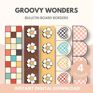 Groovy Retro Bulletin Board Borders | Groovy Classroom Decor | Retro Bulletin Board Decor | Bulletin Board Decor Kit | Classroom Decor