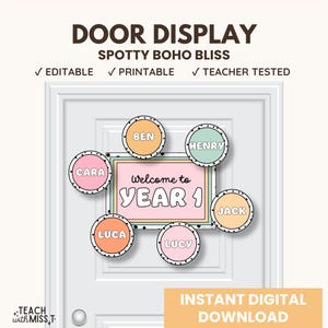 Spotty Boho Bliss Door Display | Classroom Welcoming Door Decor | Classroom Welcome Signs Printables