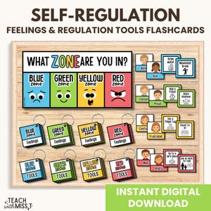 Emotional Regulation Flashcards: Zones of Feelings, SEL Tools (Digital Download)