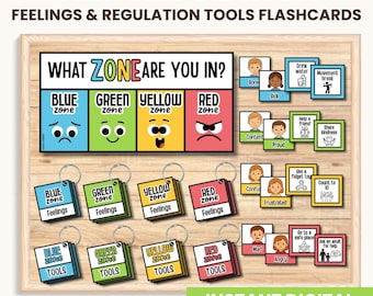 Emotional Regulation Flashcards: Zones of Feelings, SEL Tools (Digital Download)