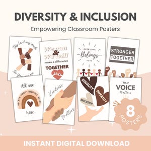 Inclusive Classroom Poster Bundle, Diversity Poster, Educational Poster, Diversity Classroom Art, Inclusive Wall Art, DIGITAL DOWNLOAD