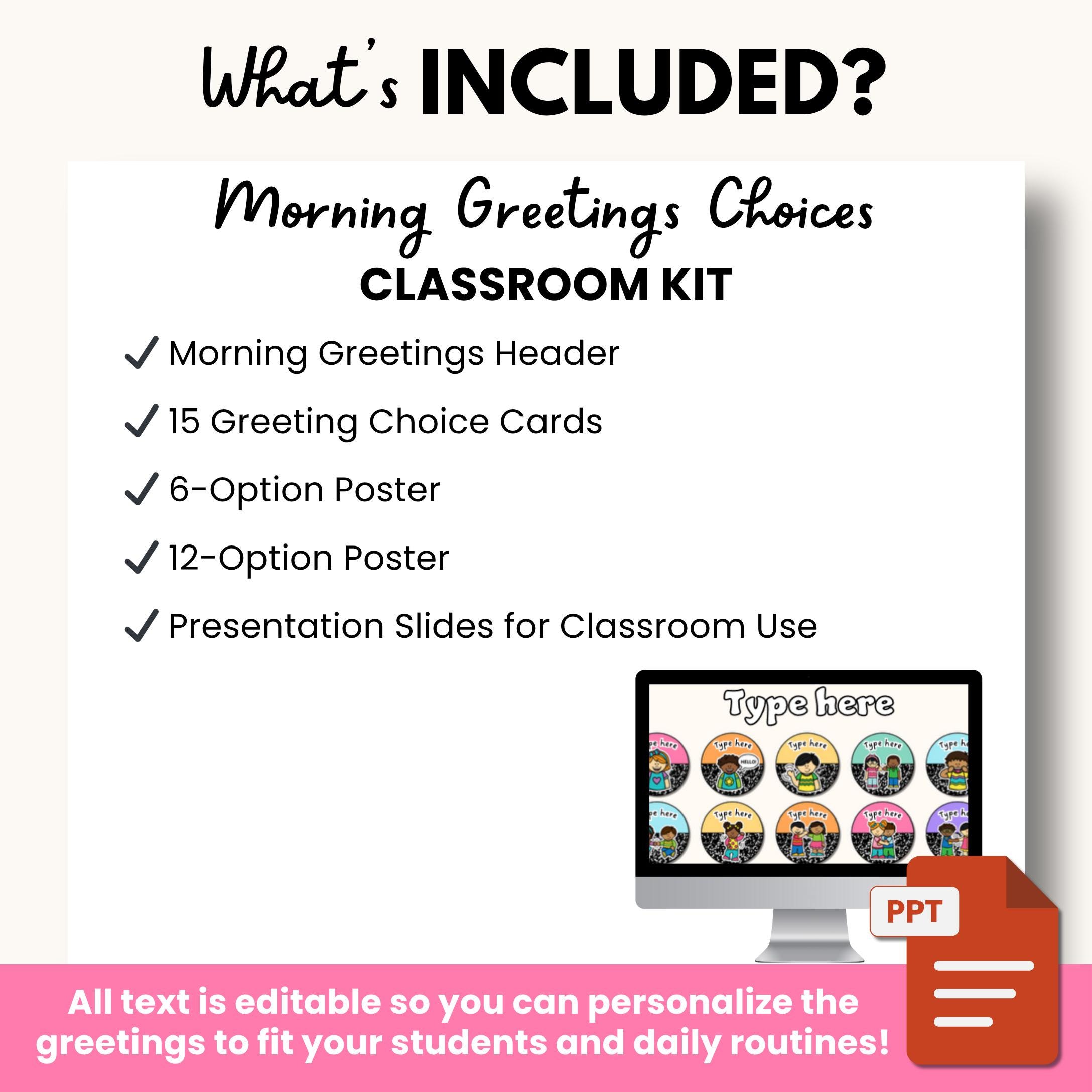 Classroom Morning Greetings Decor: Classroom Visuals (digital Download ...