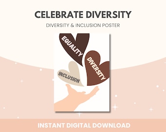 Diversity Inclusion Poster: Equality Art, Classroom Decor (Digital Download)