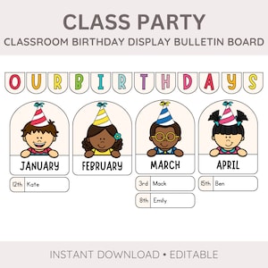Children Classroom Birthday Display Bundle | Classroom Birthday Bulletin Board Kit | Bulletin Board Kit