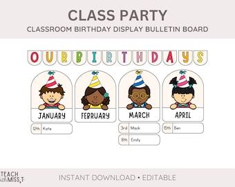 Classroom Birthday Bulletin Board Kit: Classroom Decor (Digital Download)