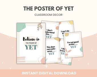 Growth Mindset Poster Bundle: Power of Yet, Classroom Decor (Digital Download)
