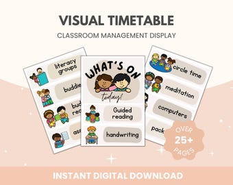 Neutral Classroom Visual Timetable: Classroom Schedule Display (Digital Download)