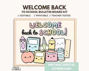 Welcome Back to School Bulletin Board: Pastel Rainbow Classroom Decor (Digital Download)