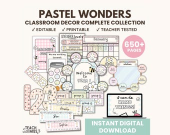 Pastel Rainbow Classroom Decor Bundle | Editable Classroom Printables | Complete Collection | Classroom Management | Back to School