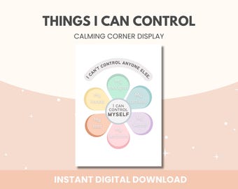 Poster Mentale Gesundheit: Dinge, die ich kontrollieren kann, Calming Corner Decor (digitaler Download)