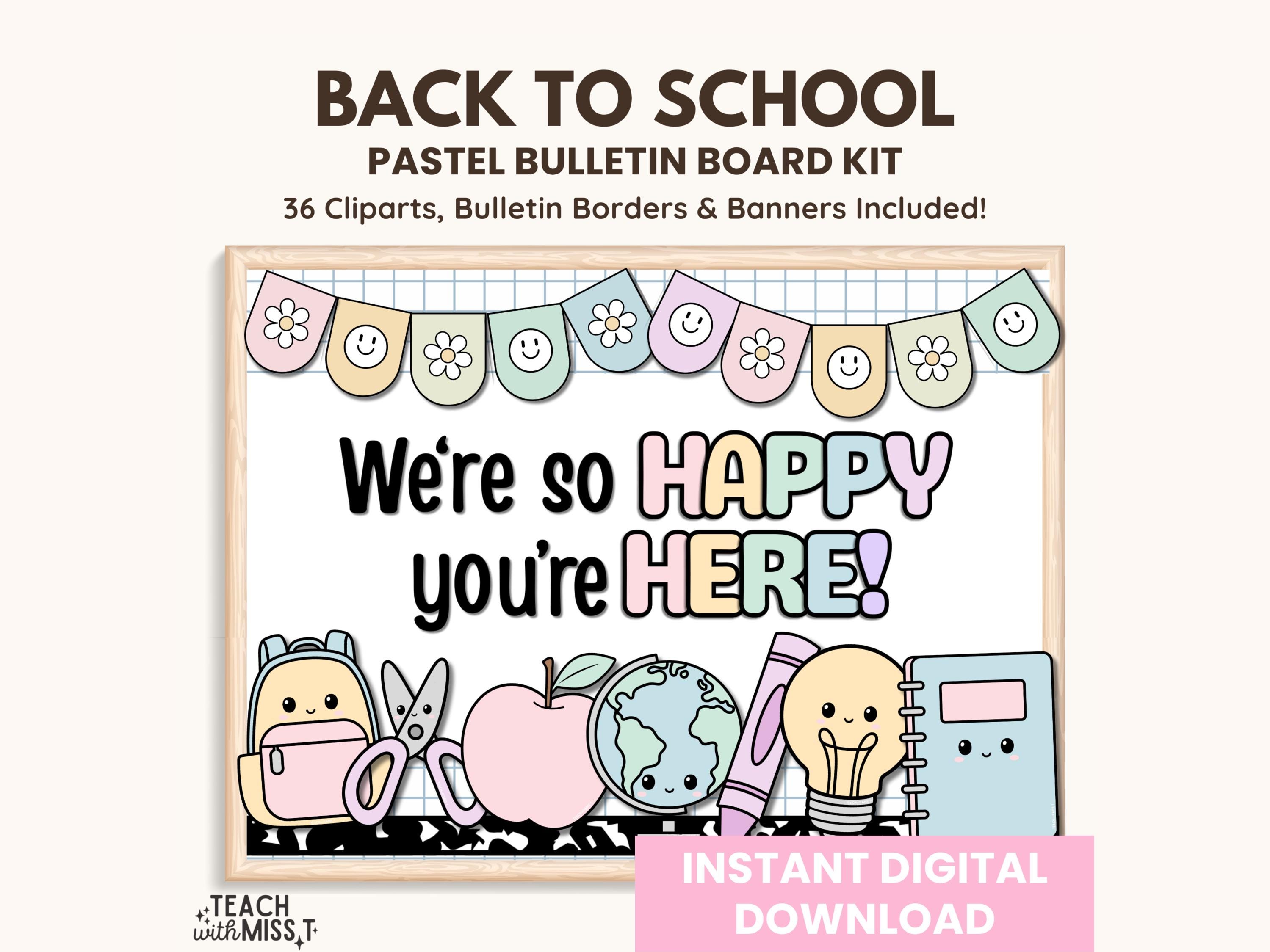 Kit bacheca per il ritorno a scuola, decorazioni per l'aula, colori pastello alla moda - Italia