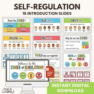 Self-Regulation Slides: Emotional Awareness, Self-Regulation Tools (PowerPoint Digital Download)