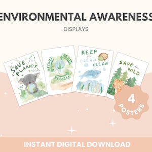 Sauvons la planète à imprimer | Réduire Réutiliser Recycler - Imprimable | Sensibilisation à l&#39;environnement pour les enfants | Jour de la Terre à imprimer | Art écologiste |