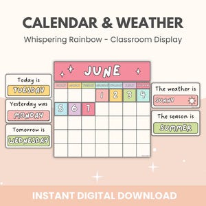 Rainbow Classroom Calendar and Weather Display | Classroom Calendar Days of the Year Display | Classroom Management Display