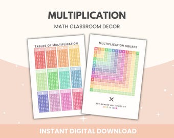 Multiplication Tables Poster: Rainbow Educational Prints (Digital Download)