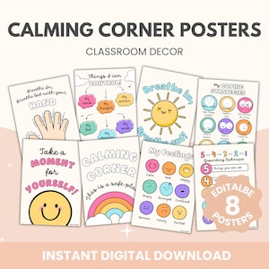 Rainbow Calming Corner Posters: Bright Classroom Decor (Digital Download)