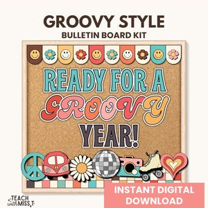 Groovy Style Back to School Bulletin Board Kit | Retro Style Bulletin Board | Elementary Back to School | Ready for a Groovy Year