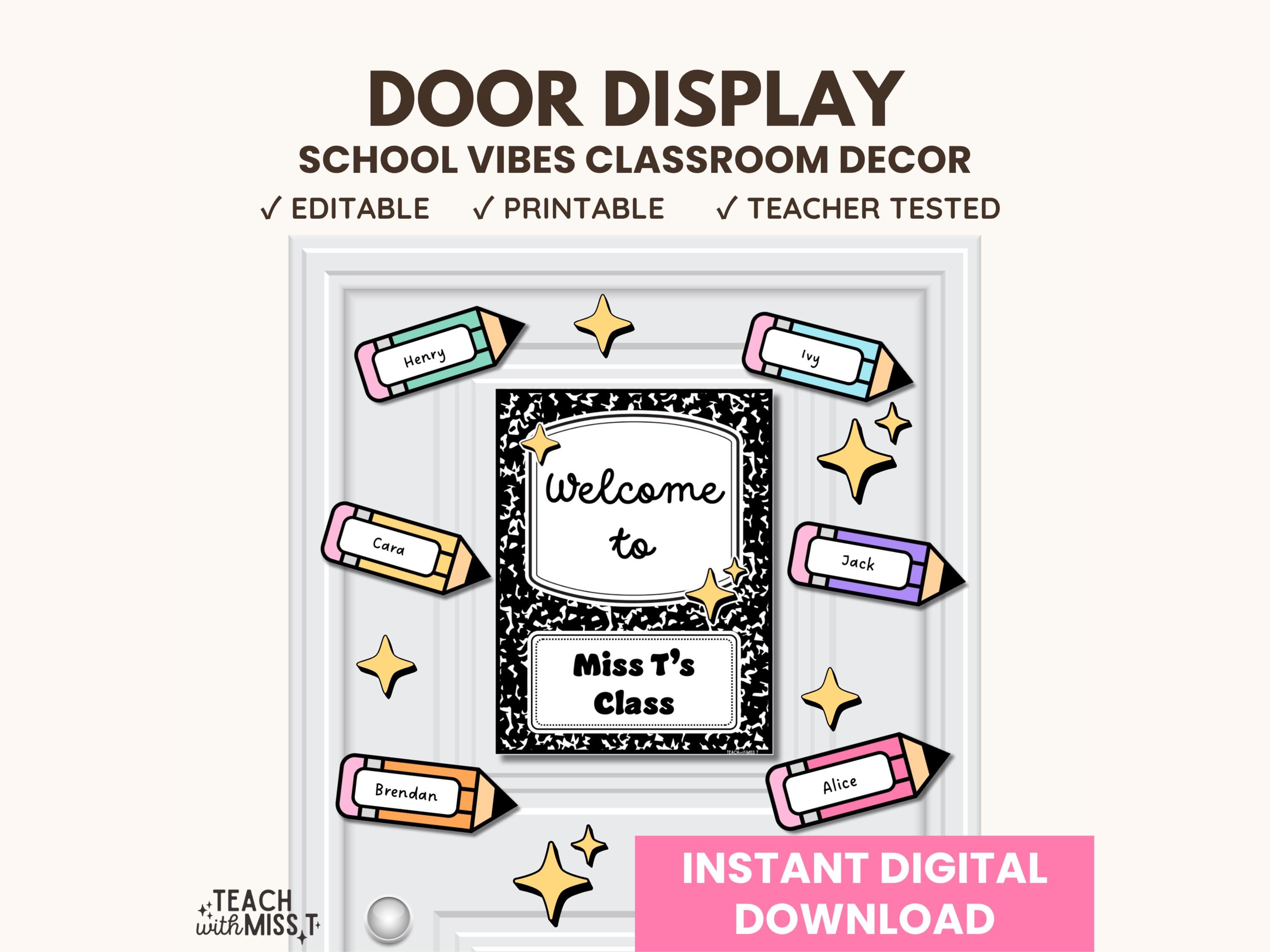 Groovy School Vibes Classroom Welcoming Door Sign | Classroom Door Ideas | Back to School Door Decor | Composition Theme Classroom