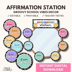 Affirmation Station Classroom Decor: Composition Notebook Theme (Digital Download)