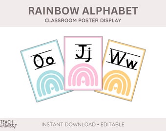 Rainbow Alphabet Classroom Posters: Classroom Decor (Digital Download)