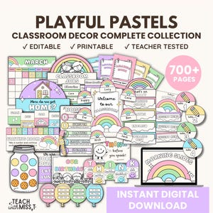 Playful Pastels Classroom Decor Bundle | Pastel Rainbow Classroom Decor Bundle | Pastel Classroom Decor | Complete Collection