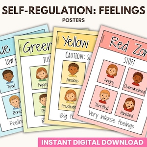 Affiches d'autoréglementation | Régulation émotionnelle | Tableau des sentiments | Ressources SEL | Affiches de classe | Affiches pour tableaux d'affichage