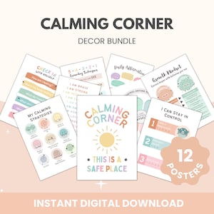 Calming Corner Poster Bundle: Calm Classroom Decor (Digital Download)