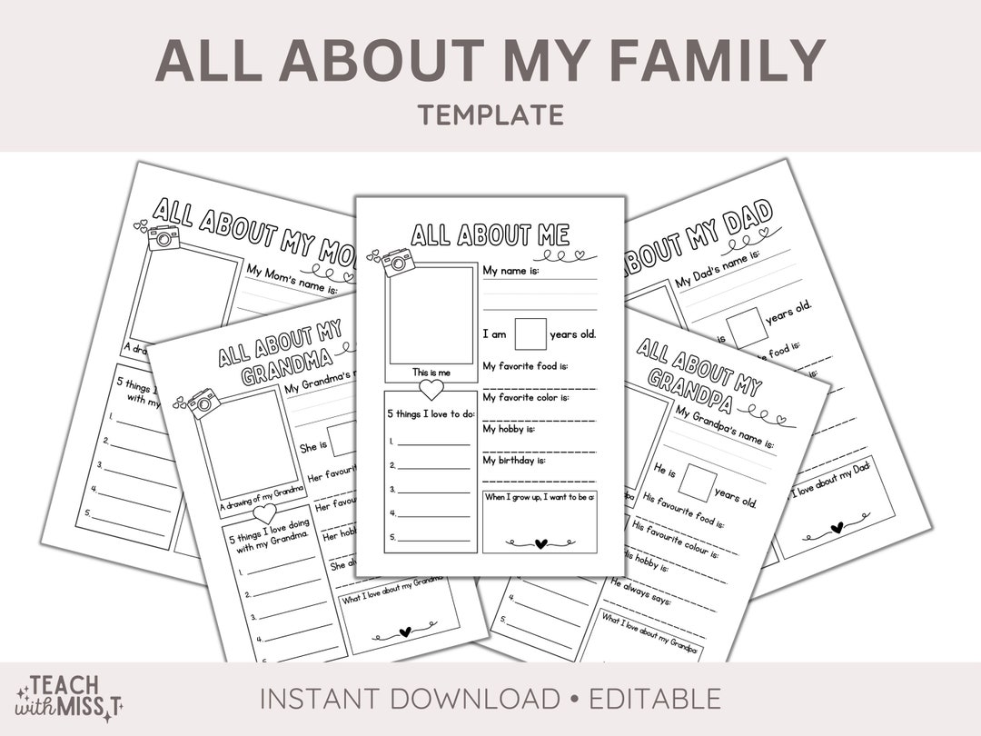 All About My Family Printable Template | All About Me Mom Dad Grandpa ...