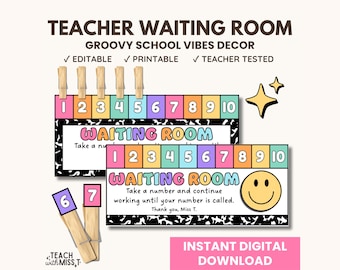 Editable Teacher Waiting Room Template: Composition Notebook Theme (Digital Download)