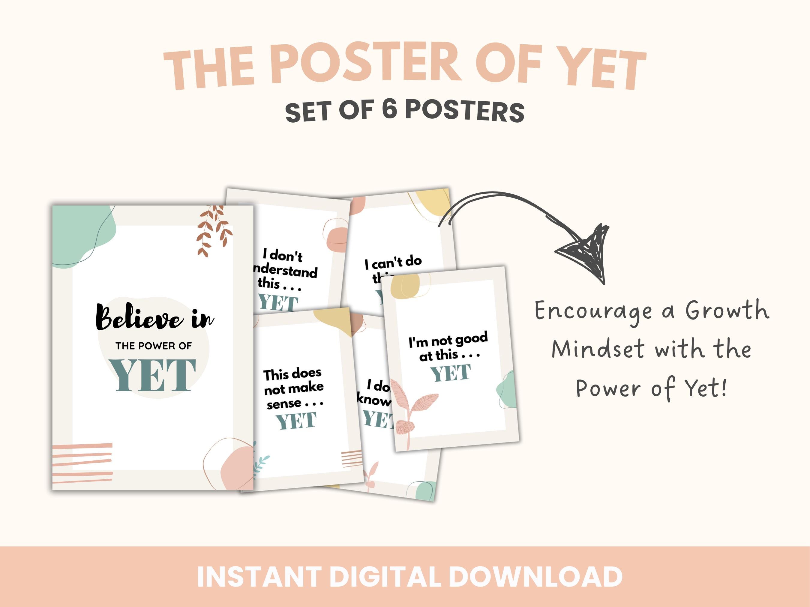 The Power Of Yet Poster Printable Growth Mindset Instant Etsy