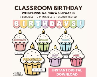 Rainbow Birthday Bulletin Board Kit: Classroom Decor Printables (Digital Download)