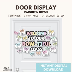 Rainbow Bows Bulletin Board Display | Welcome to Our Class Door Display Bundle | Rainbow Ribbons Back to School Display | Classroom