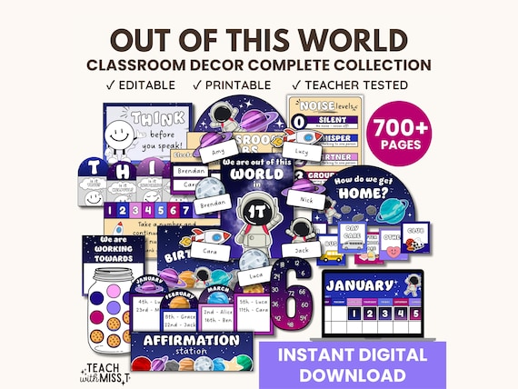Space Classroom Decor Bundle | Editable Classroom Printables | Complete Collection | Classroom Management | Back to School