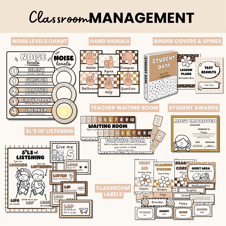 Neutral Boho Classroom Decor Bundle | Editable Classroom Printables ...
