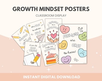 Growth Mindset Posters: Classroom Motivational Affirmations (Digital Download)