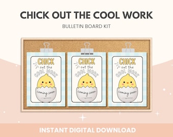 Kit per bacheca per la classe di primavera e Pasqua: tema pulcino (download digitale)