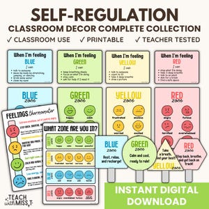 Self-Regulation Display Bundle: Feelings Thermometer, Self-Regulation Strategies (Digital Download)