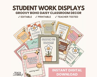 Boho Gänseblümchen Poster für das Klassenzimmer: 3D Poster (Digitaler Download)