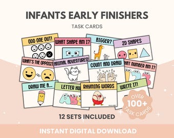 Infants Early Finishers Task Cards: 12 Sets (Digital Download)