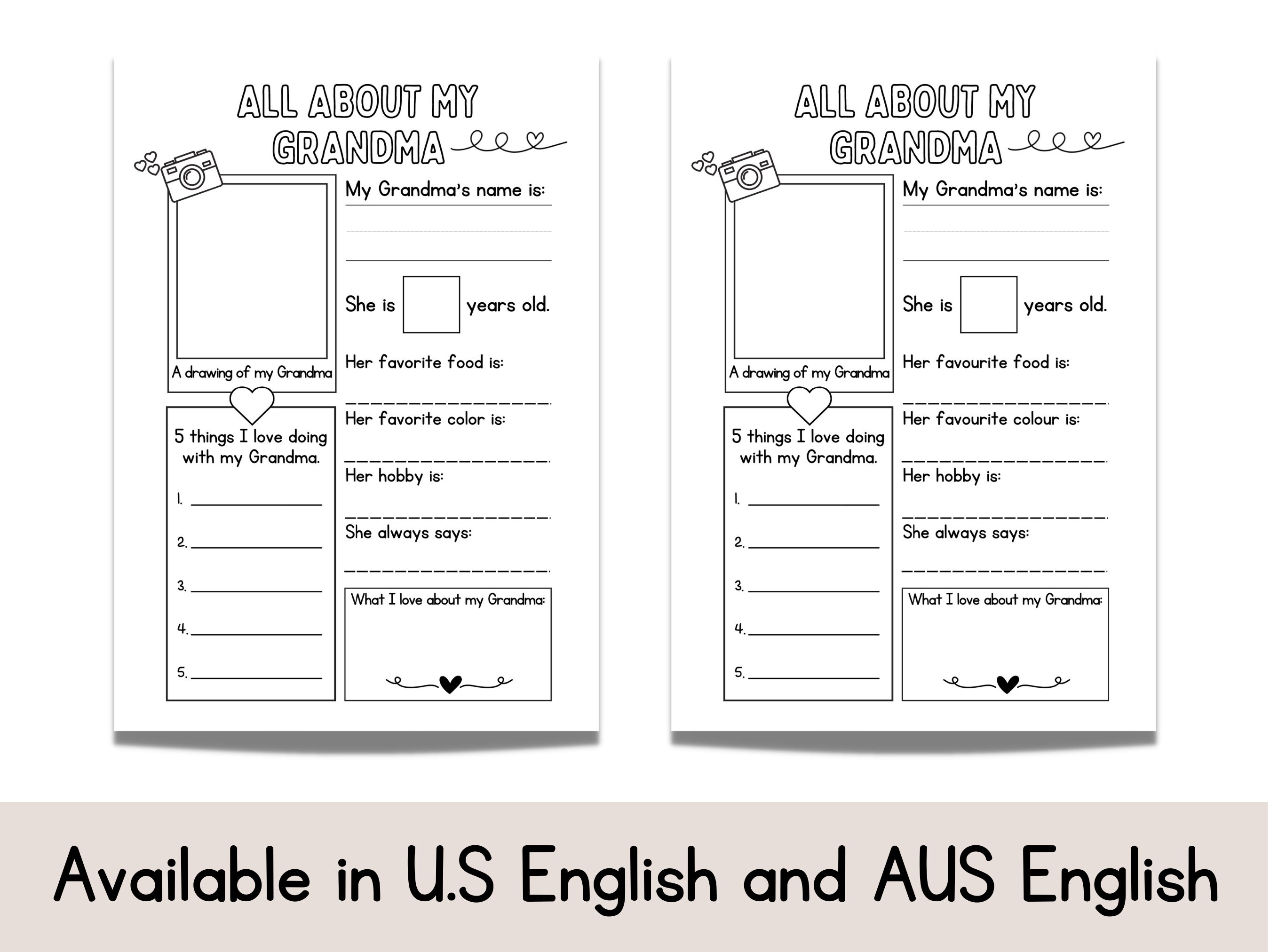 All About My Granddad Printable All About My Grandma Printable DIY ...