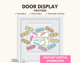 Crayons Classroom Door Display: Back to School Bulletin Board (Digital Download)